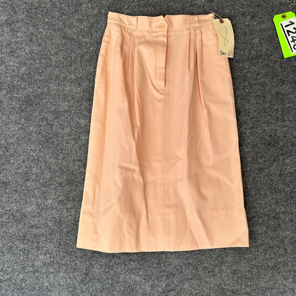 Vintage 80s Jones New York Midi Pencil Skirt Womens 8 Pink Pleated Vented Back
